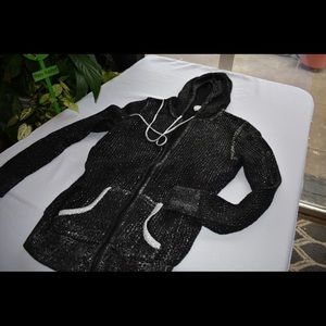 Just B Zip Font Hoodie Black and Silver